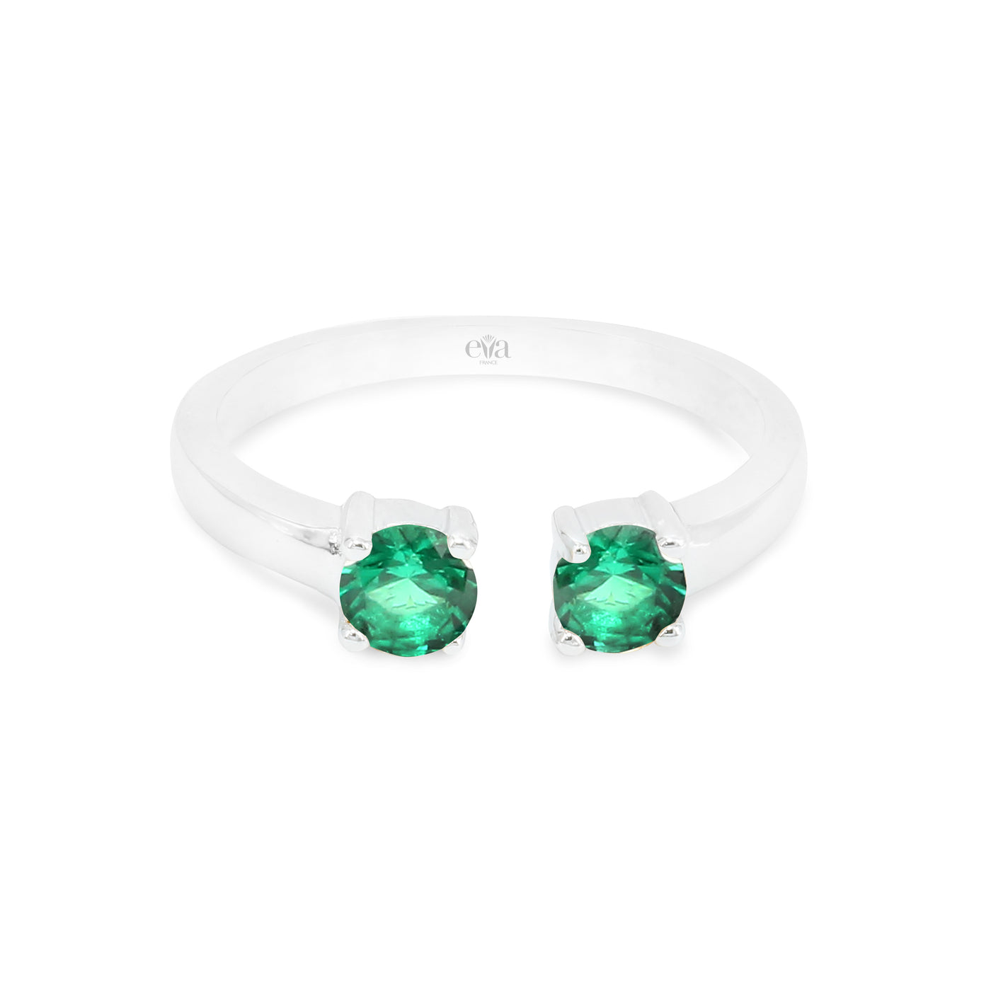 MAY BIRTHSTONE BRILLIANT CUT DOUBLE STONE OPEN  - خاتمRING