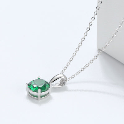 Brilliant Cut Necklace - Emerald Color May Birthstone - سلسال