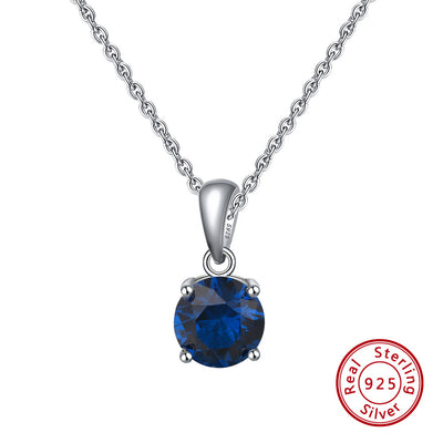 Brilliant Cut Necklace - Sapphire Color September Birthstone - سلسال