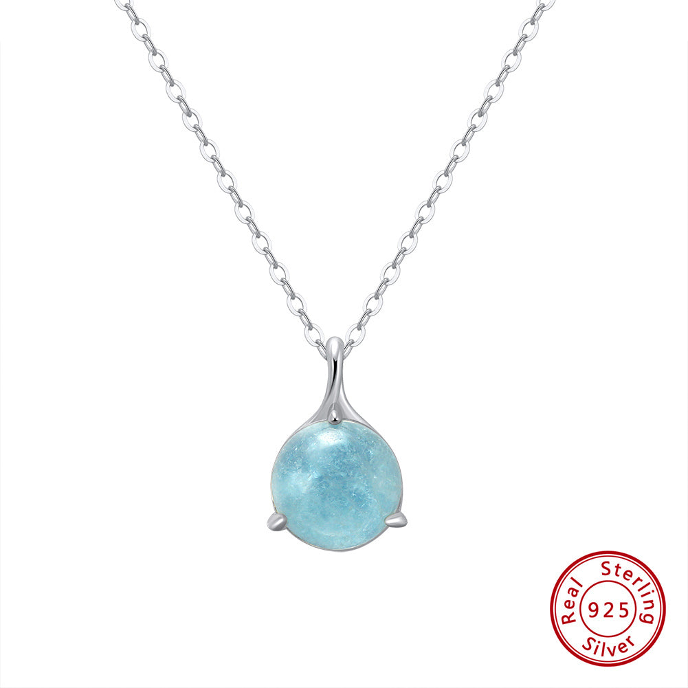 Natural Aquamarine Stone Necklace - سلسال