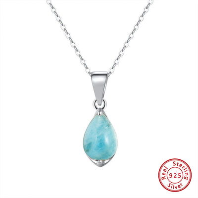 Natural Aquamarine Stone Necklace - سلسال